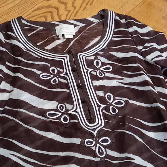 KATE SPADE Womens Dress XS  Preowned Tunic BROWN Animal Print SHEER Party Resort - Picture 4 of 14